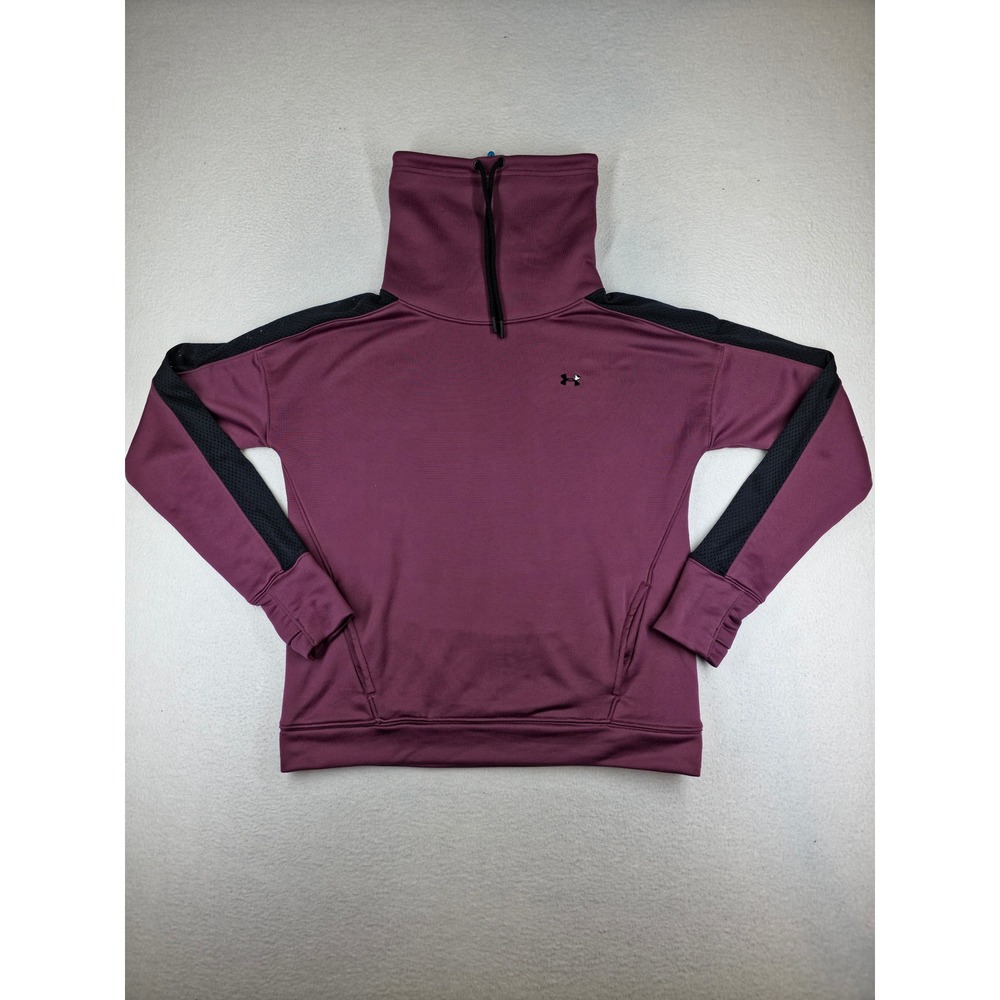 Under Armour Womens Funnel Neck Mesh Panel Sweatshirt Plum Purple Medium
